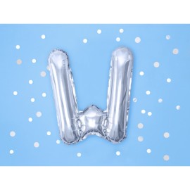Party Deco Fóliový balón - strieborný - písmeno, 35 cm W