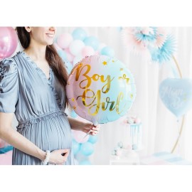 Party Deco Fóliový balón - Dievča alebo Chlapec? - modro-ružový 35cm