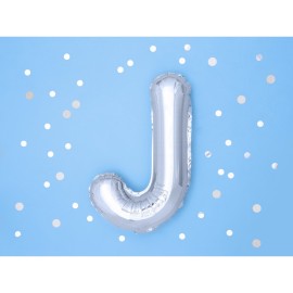 Party Deco Fóliový balón - strieborný - písmeno, 35 cm J