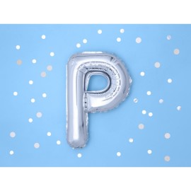 Party Deco Fóliový balón - strieborný - písmeno, 35 cm P