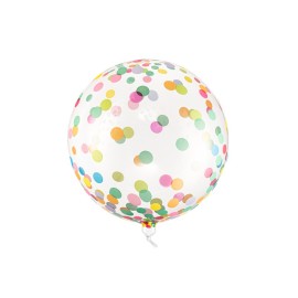 Party Deco Priehľadný balón s konfetami 40cm Farebné