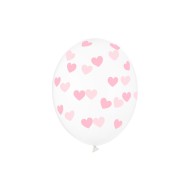 Party Deco Číre balóny so srdiečkami - Crystal Clear - 30cm, 6ks Ružová - cena, porovnanie