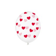 Party Deco Číre balóny so srdiečkami - Crystal Clear - 30cm, 6ks Červená - cena, porovnanie