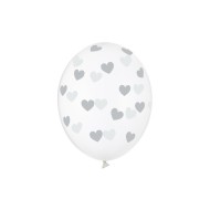 Party Deco Číre balóny so srdiečkami - Crystal Clear - 30cm, 6ks Strieborná - cena, porovnanie