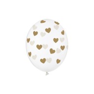 Party Deco Číre balóny so srdiečkami - Crystal Clear - 30cm, 6ks Zlatá - cena, porovnanie