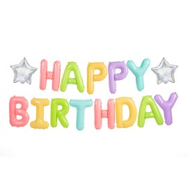 Party Deco Set fóliových balónov Happy Birthday - Pastelové, 395x35cm