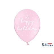 Party Deco Balóny Happy Birthday - pastelová ružová 30cm, 5ks - cena, porovnanie