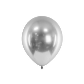 Party Deco Chromované balóny - Glossy 30cm, 10ks Strieborná