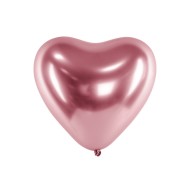 Party Deco Chromované balóny - Glossy Hearts 30cm, 10ks Ružová - cena, porovnanie