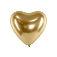 Party Deco Chromované balóny - Glossy Hearts 30cm, 10ks Zlatá - cena, porovnanie