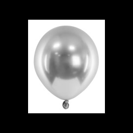Party Deco Mini chromované balóny - Glossy 12cm, 10ks Strieborná