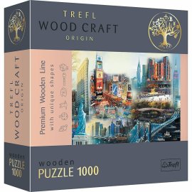 Trefl Drevené puzzle 1000 - New York - koláž