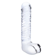 Gläs Realistic Ribbed Glass G-Spot Dildo with Balls - cena, porovnanie