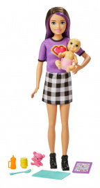 Mattel Barbie Opatrovateľka Skipolly Pocketer + bábätko a doplnky