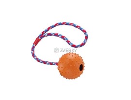 Nobby Dog Hračka gumová lopta s lanom a rolničkou 7cm