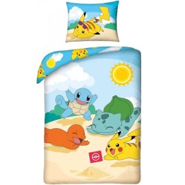 Halantex Bavlnené obliečky Pokémoni Hano beach 70 x 90 cm + 140 x 200 cm