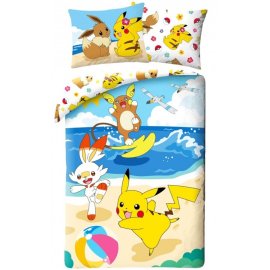 Halantex Bavlnené obliečky Pokémoni na pláži 70 x 90 cm + 140 x 200 cm