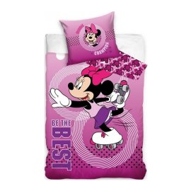 Carbotex Bavlnené posteľné obliečky Minnie Mouse na korčuliach 70 x 90 cm + 140 x 200 cm