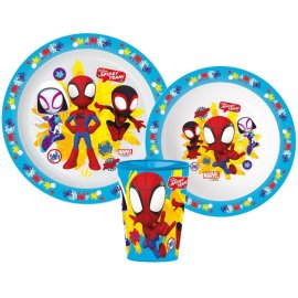 Stor Sada plastového riadu pre deti Small Spiderman Team s kelímkom - 3 diely