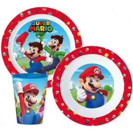 Stor Sada plastového riadu s kelímkom pre deti Super Mario - 3 diely