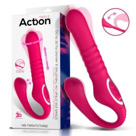 Action Strapless Strap-On Thrusting & Waving Pulse Triple Action Dildo