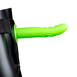 Ouch! Glow in the Dark Textured Curved Hollow Strap-on 8"