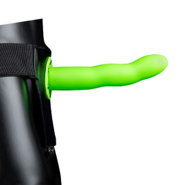 Ouch! Glow in the Dark Curved Hollow Strap-on 8"