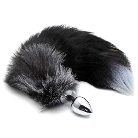 Alive Black and White Fox Tail Anal Pleasure M