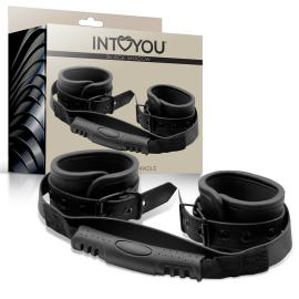 Intoyou Black Shadow Vegan Leather Cuffs with Handle