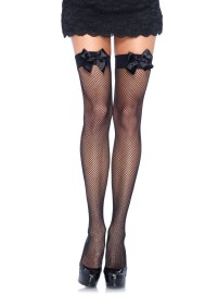 Leg Avenue Fishnet Thigh Highs with Bow 9018