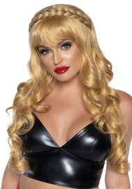 Leg Avenue Long Curly Bang Wig with Braid Blonde