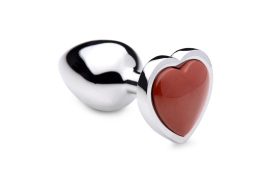 Booty Sparks Gemstones Red Jasper Heart Anal Plug Small