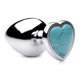 Booty Sparks Gemstones Turquoise Heart Anal Plug Large