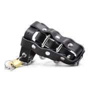 Ohmama Fetish Lockable Leather Penis Cage Metallic Rings - cena, porovnanie