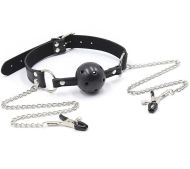 Ohmama Fetish Breatherable Ball Gag With Nipple Clamps - cena, porovnanie