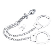 Ohmama Fetish Hand Cuffs With Chain and Anal Plug - cena, porovnanie