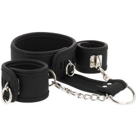 Fetish Submissive Bound Neck to Wrist Restraints Vegan Leather