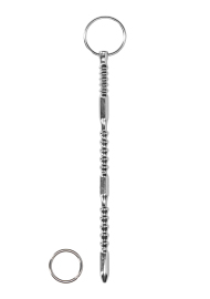 Ouch! Urethral Sounding Metal Ribbed Dilator with Ring