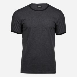 Tee Jays Čierne melírované tričko Ringer