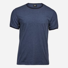 Tee Jays Modré melírované tričko Ringer