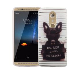 König Design Puzdro na mobilný telefón pre ZTE Axon 7 Cover Case Protection Motif Slim Silicone TPU Bad Dog White