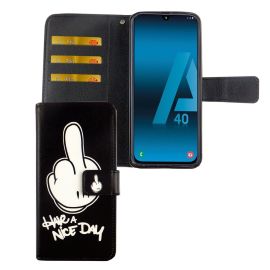 König Design Kryt na mobilný telefón Samsung Galaxy A40 Flipové puzdro s vreckom na kartu Prajem pekný deň