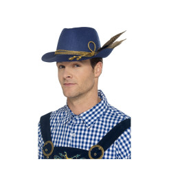 Smiffys Bavorský klobúk - modrý s pierkami