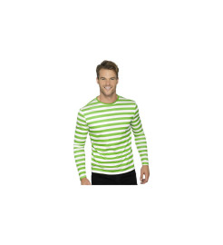 Smiffys Zeleno-biele pruhované tričko s dlhým rukávom