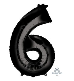 Amscan Balón fóliový "6" - čierny