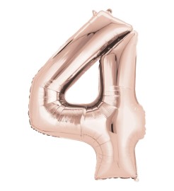 Amscan Balón fóliový "4" veľký - ružové zlato