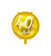 Party Deco Fóliový balón 40. narodeniny, zlatý, 45 cm - cena, porovnanie