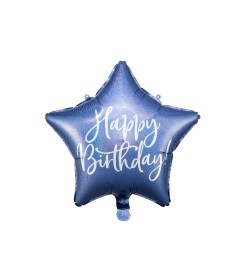 Party Deco Modrý balón s hviezdičkami Happy Birthday - fólia