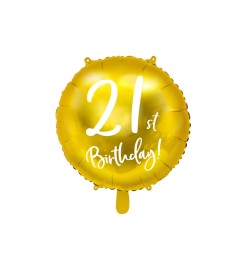 Party Deco Fóliový balónik 21. narodeniny, zlatý