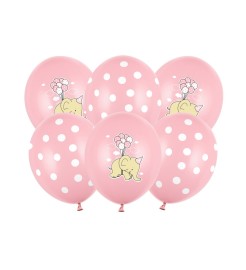Party Deco Ružové balóny so slonom a bodkami